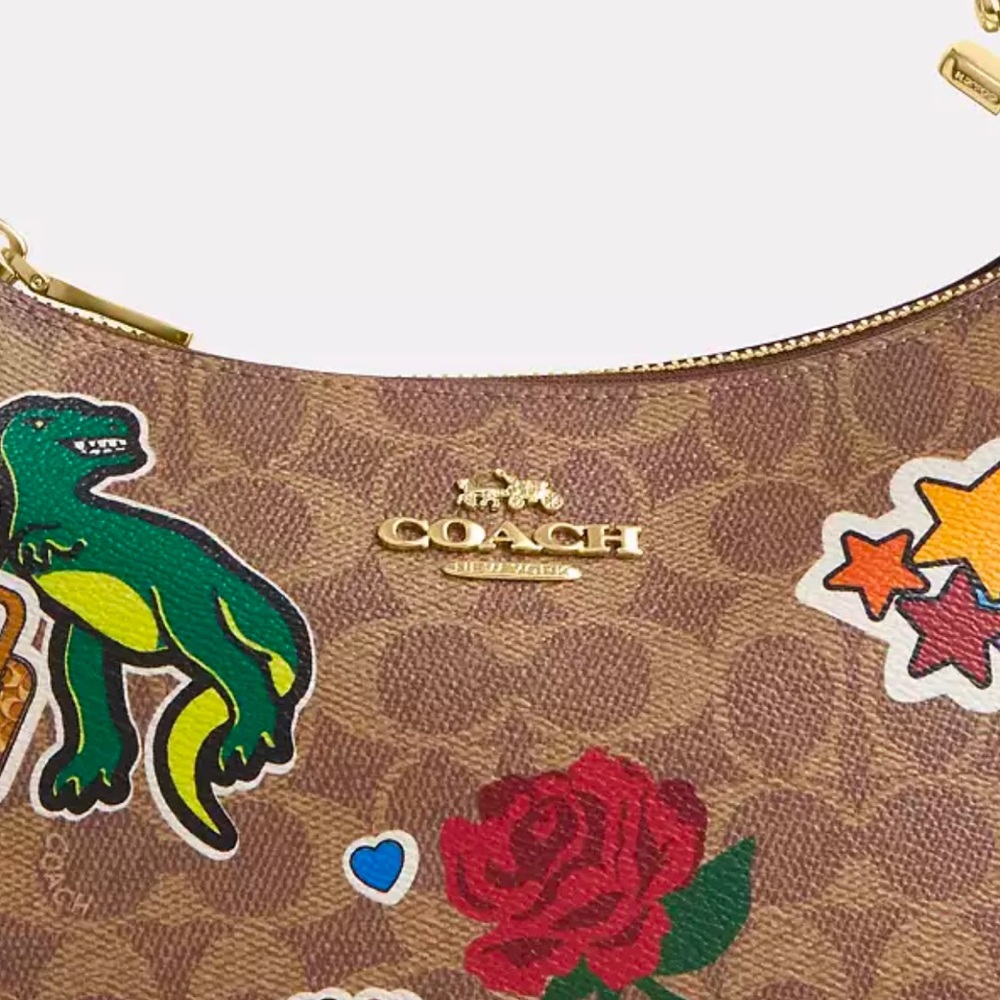 πNWT COACH TERI SHOULDER BAG IN SIGNATURE CANVAS WITH STICKER PRINT - Picture 8 of 17